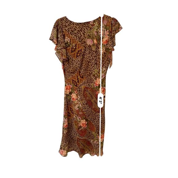 J.B.S. Ltd Animal Print Dress Women Size 12 Fairycore Boho Chiffon Animal Print - Picture 5 of 10